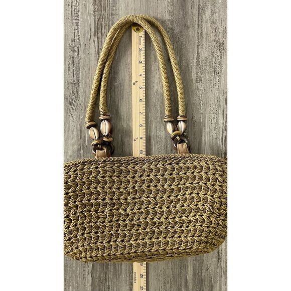 Cappelli Straworld Shell Handle Woven Straw Shoulder Bag Boho Beach Tote - Picture 5 of 6
